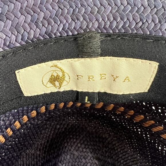 Freya Wide Brim Fedora Women's L Gazania Hat 100% Straw Purple Leather Band - Picture 11 of 16